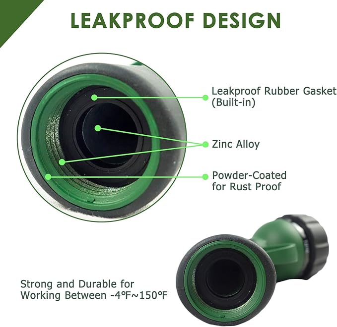 Garden Hose Nozzle Thumb Control Heavy Duty Metal Water Nozzle with Adjustable Watering Patterns High Pressure Hose Nozzle Sprayer, Pefect for Car Washing and Pets Showering