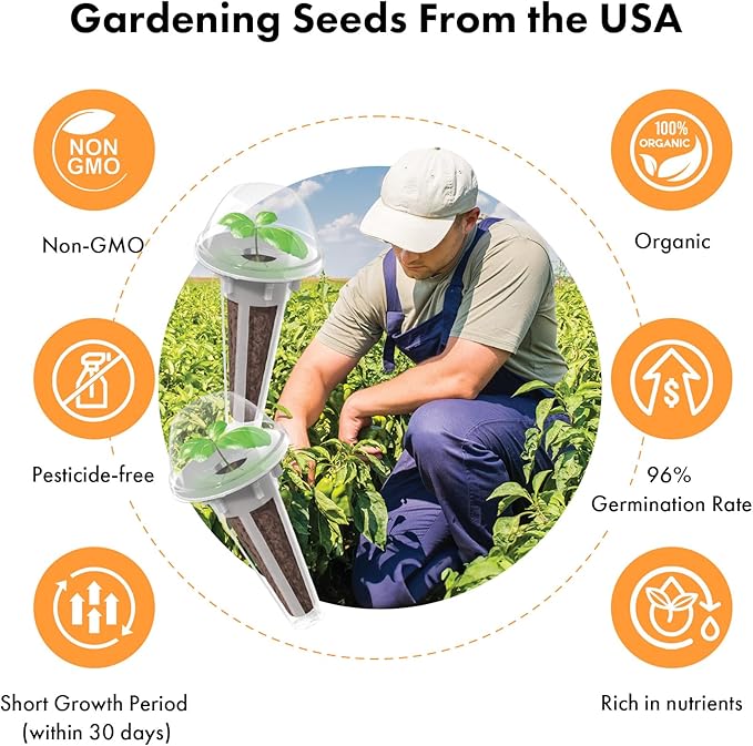 LYKOCLEAN Flower Fruit Seed Pods for AeroGarden, Ahopegarden, iDOO Hydroponics Growing System Indoor, 350 Seeds Including Dwarf Sunflower Bambino, French Marigold, Red Tomato, Red Strawberry (12-Pods)