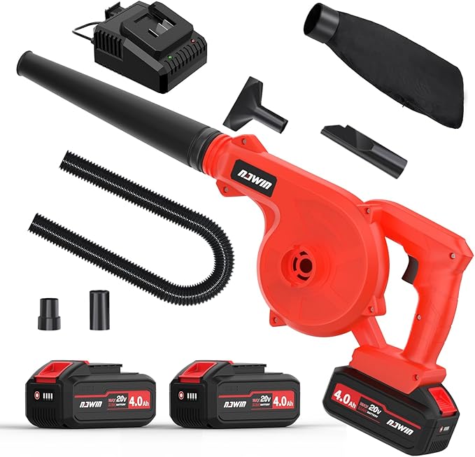 NAWIN Mini Electric Blower Kit,Leaf Blower with Battery & Charger,20V Handheld Lightweight Mini Blower for Lawn, Compact Electric Leaf Blower,Car Drying Blower Leaf Vacuum Cordless with Bag&Snowblower