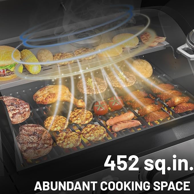 4-Burner Propane Gas BBQ Grill with Side Burner, 51000 BTU Stainless Steel Gas Grill with Rain Cover for Outdoor, Camping, Barbecue Grilling Backyard Cooking (4+1 burner)