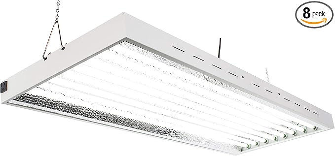 4Ft X 24In 8 Lamps 400W T5 Fluorescent Grow Lights with 6500K Sun Light Grow Lamps and 40000 Lumen and 1.0 High PPF/W, Great for Seeding, Clone, and VegGrowing Stages of Indoor Plant. Grow Fast!