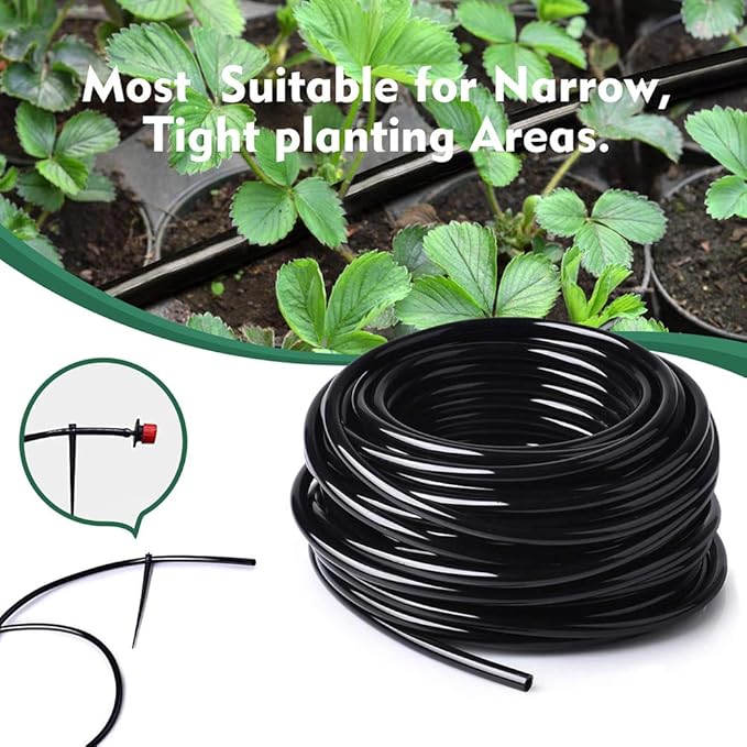 Bonviee 400ft 1/4 inch Drip Irrigation Tubing, Drip Irrigation Hose, Garden Watering Tube Line for Garden Watering System