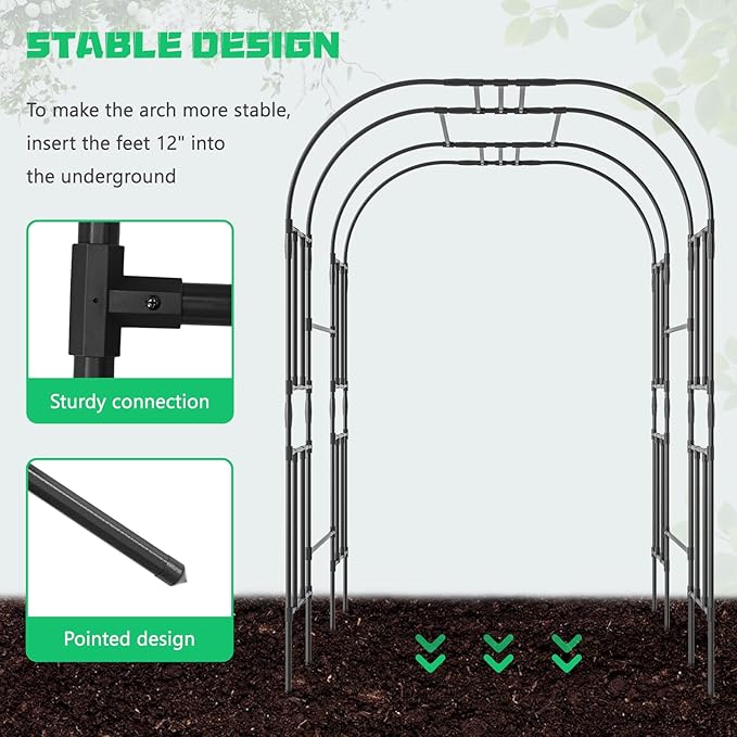 DoCred Large Tall Garden Arch Trellis for Climbing Plants Outdoor, 87in Tall Metal Garden Arbor Wedding Arches for Lawn, Party, Backyard Decoration