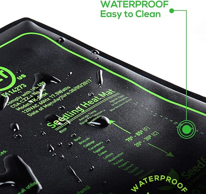 Seedfactor MET Certified Seedling Heat Mat with 50℉~108℉ Digital Thermostat Controller for Seed Germination (48" X 20" & Thermostat Controller)
