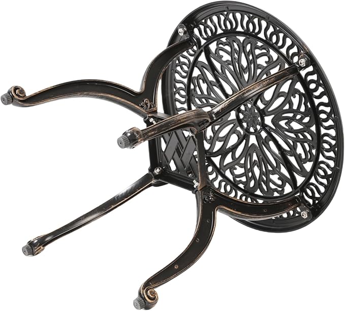 KAILI Outdoor Cast Aluminum Side Table Patio Side Table Backyard, Pool, Indoor, Easy Maintenance and Weather Resistant Coffee Table Porch Table Bistro Table (18.5round-Bronzed)