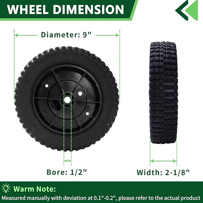 2 Pack Replaces MTD 734-2010B Wheel Cub Cadet Craftsman 734-2010 734-2010A 9"X2-1/8"