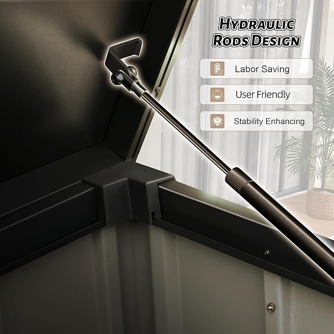 Outdoor Storage Box, 120 Gallon Metal Deck Box Waterproof, Outside Steel Storage Lockable Cabinet, Indoor Storage Bin Container for Patio/Poolside/Backyard Cushions, Pillow- Brown