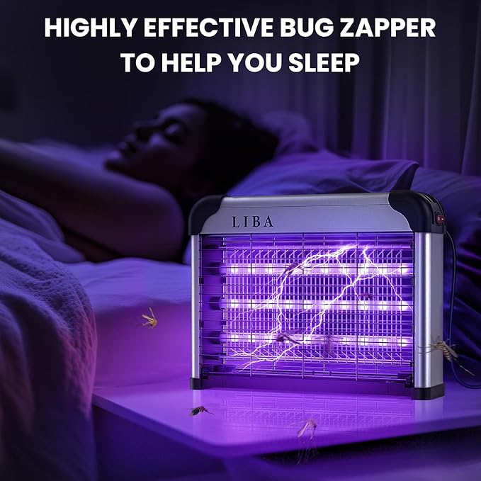 LiBa LED Indoor Bug Zapper, Electric Mosquito Killer Fly Zapper with Dual UV Wavelength Attraction, High Voltage Fly Trap Mosquito Trap Over 10-Year Lifespan LED Bulbs Light, Safe for Kids/Pets