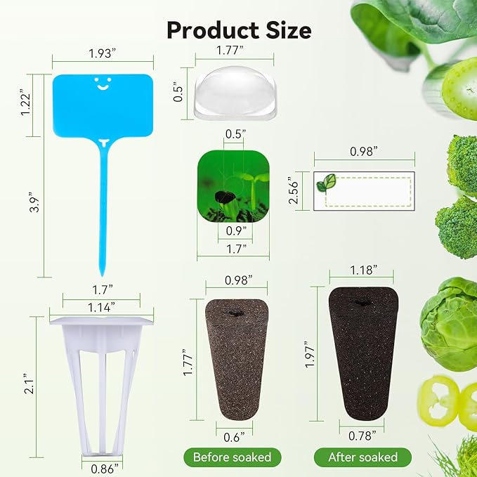 BAOSHISHAN 211pcs Hydroponic Pods Kit: 40 Baskets, Sponges, Domes, 50 Labels, 1 Waterproof Marker for All Brands