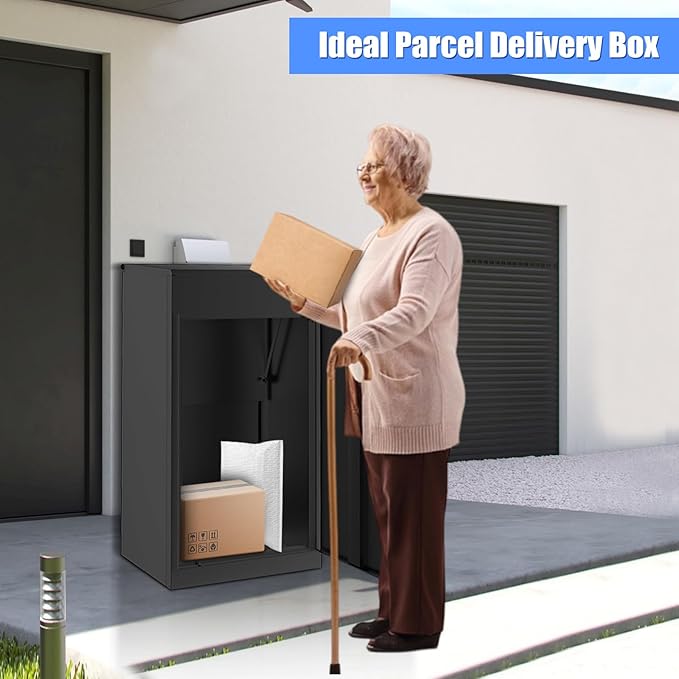 Package Delivery Boxes for Outside, Large Parcel Drop Boxes with Coded Lock, Waterproof Anti-Theft Mailbox with Floor Spikes, Heavy-Duty Steel Secure Package Delivery Box for Porch Yard Home Office
