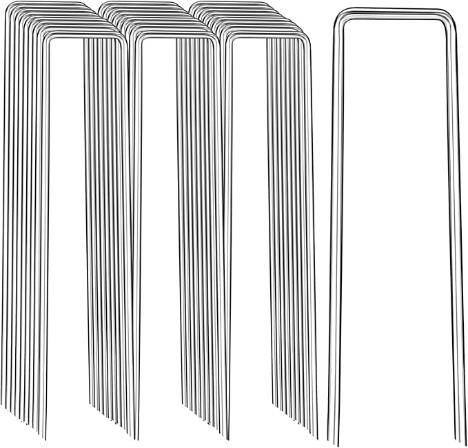 Landscape Staples 12 Inch, 12 Pack 8 Gauge Galvanized Garden Staples U-Shaped Landscape Stakes, Heavy Duty Ground Stakes for Outdoor Decorations, Weed Barrier Fabric, Irigation Tubing, Tent
