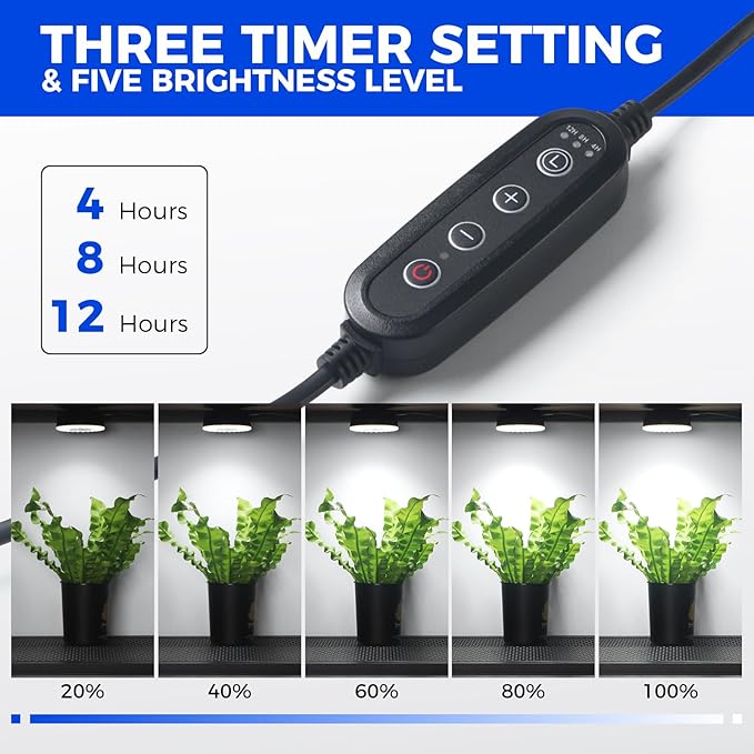 Barrina Orbgrow OG09 Puck Grow Light, 5000K 54W(6 x 9W, 810 Watt Equiv), Full Spectrum Plant Light for Indoor Plants, Magnetic & Linkable with Timer, 5 Levels Dimmable for Plant Shelf, 6 Packs, Black