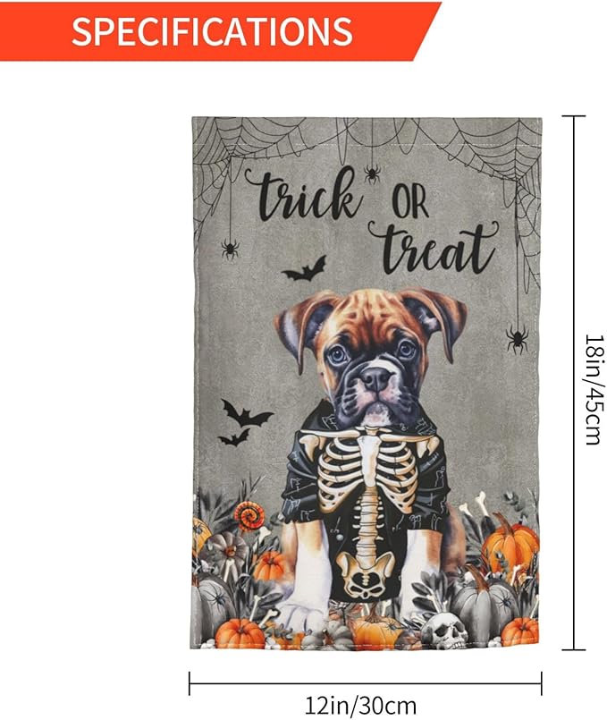 Halloween Boxer Dog Bat Pumpkin Garden Flag Welcome Party Outdoor Outside Decorations Picks Home House Garden Yard Decor 12x18 Inch