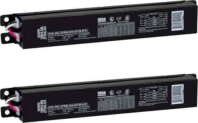OHLECTRIC 2 Pack - Replacement for Keystone KTEB-332-UV-IS-H-P 3 Lamp T8 Electronic Fluorescent Ballast with High Light Output | 120-277V Input with Instant Start Operation | 1.18 Ballast Factor