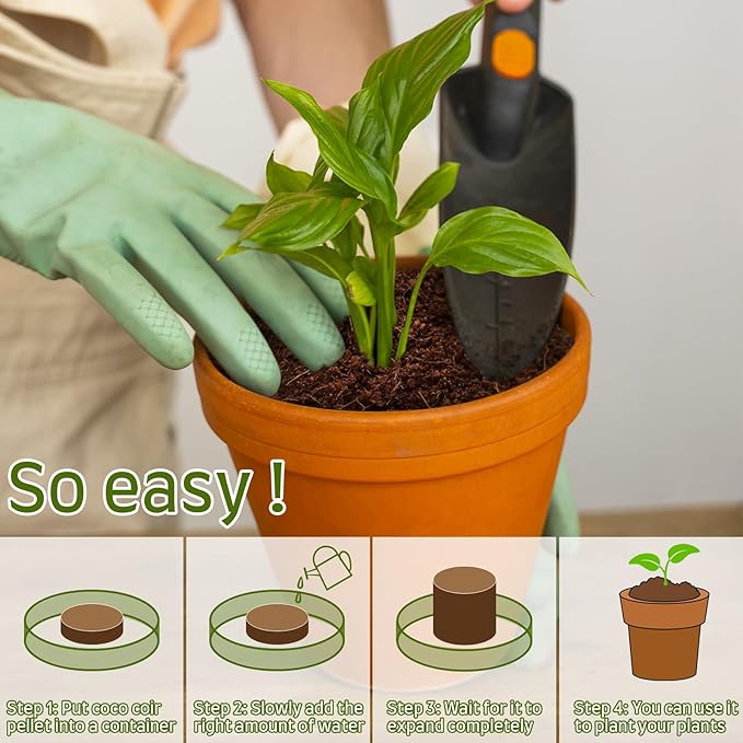 Halatool 200pcs 30mm Organic Coconut Coir Pellets Soil for Seed Starter, Compressed Coco Coir Potting Soil for Growing Vegetables, Fruits, Flowers