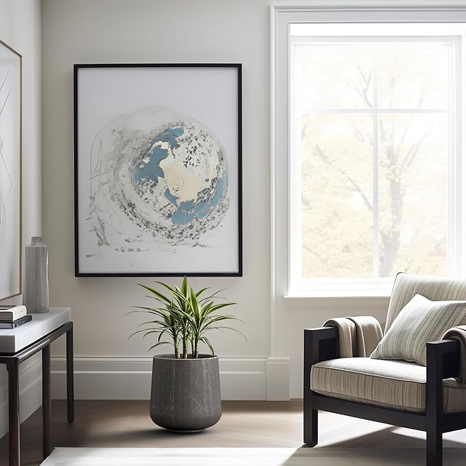 Kante 11.6" Dia Round Concrete Planter, Outdoor Indoor Large Plant Pots Containers with Drainage Hole and Rubber Plug for Home Garden Patio, Oil Rubbed Bronze