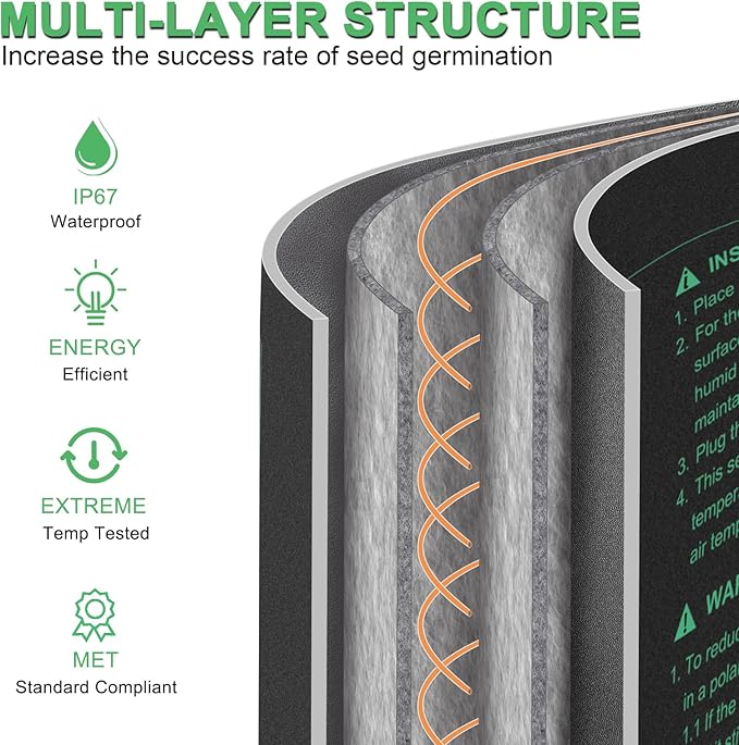 Bestio Seedling Heat Mat 10 x 20.75 in Waterproof Heat Mats for Seed Starting Seed Heating Mat for Seedling Germination,Hydroponic Plant