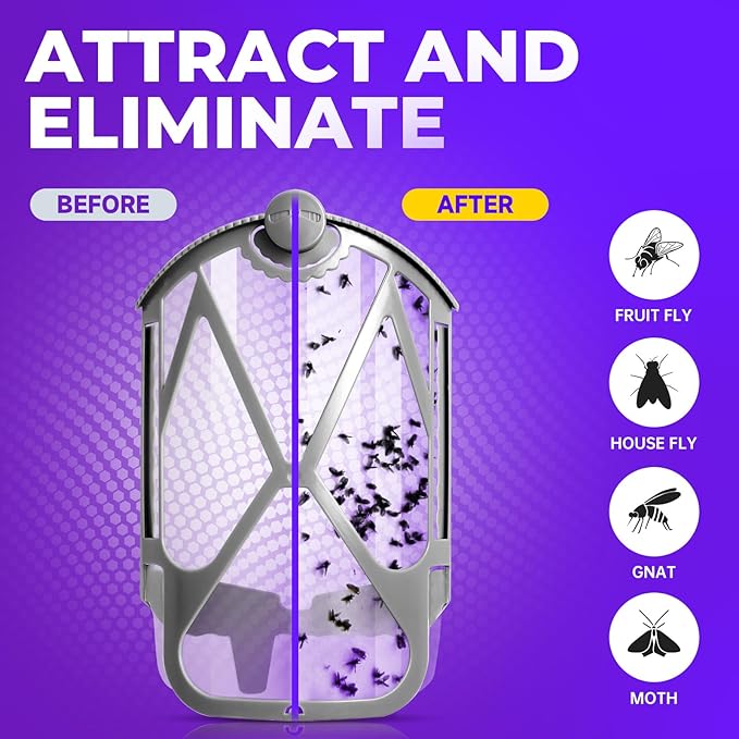 10 Pack Refill Cartridge Kit, Zevo Flying Insect Trap Refills, Replacement Refill Compatible with ZEVO Plug-in Light M364 and Max, 2025 Upgraded High-Stick, 100% Fit & Easy Replace