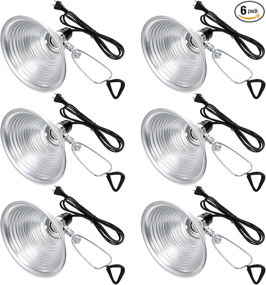 Macarrie 6 Pcs Adjustable Clamp Lamp Light with Aluminum Reflector Up to 150 Watt (No Bulb Included) E26 Socket SPT-2 18awg 6FT Cord (8.5 Inch)
