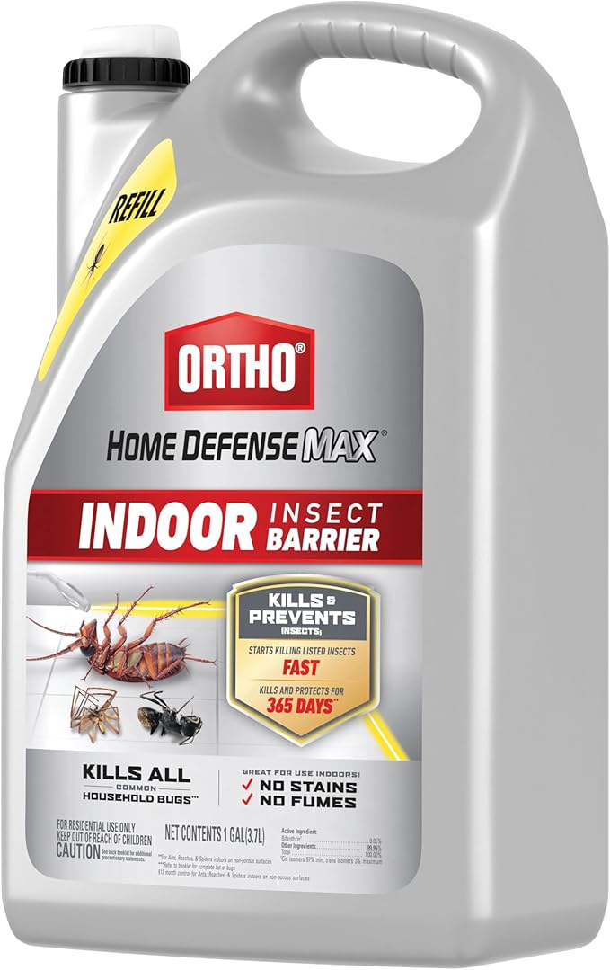 Ortho Home Defense Max Indoor Insect Barrier Refill, Kills Ants, Roaches, Spiders, Fleas and Ticks, 1 gal., 2-Pack