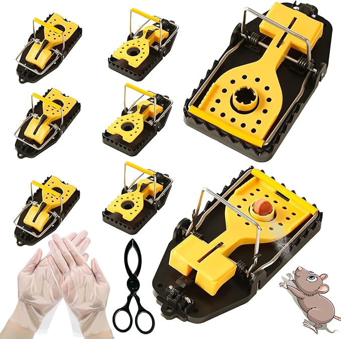 Mouse Traps - Rat Trap Quick Effectively Best Mousetrap [2025 Update] Mousetraps Used Indoor & Outdoor Reusable Mouse Traps, Snap Traps for Mice Traps Used Anywhere 9set(2L+6s+1*Clip)