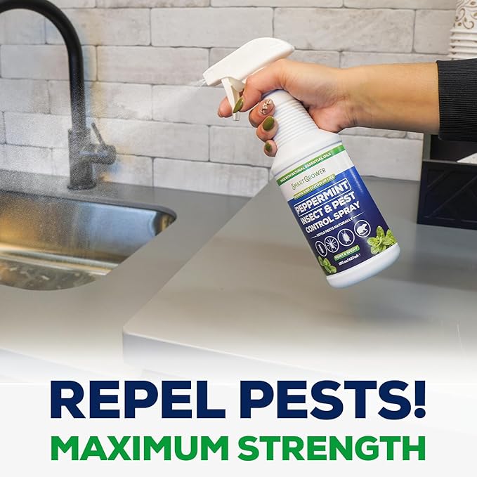 All Natural Peppermint Oil Insect & Pest Control Spray Repels Mice, Spiders, Ants, for Home, Indoor, Outdoor, Garden Maximum Strength Smart Grower Ready to Use 16 FL OZ