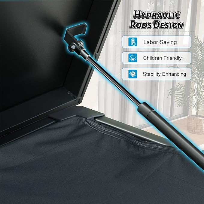 Outdoor Storage Box, 100 Gallon Metal Deck Box Built-in a Oxford Fabric Storage Bag, Lockable & Waterproof Outside Patio Storage Box - Gray