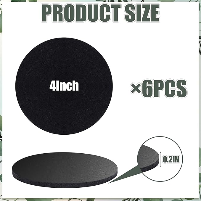 Plant Coaster Mat Reversible(Fabric/Leather),6Pcs Plant Coasters for House Plants Indoor & Outdoor,Household Products Absorbent/Waterproof(4inch)