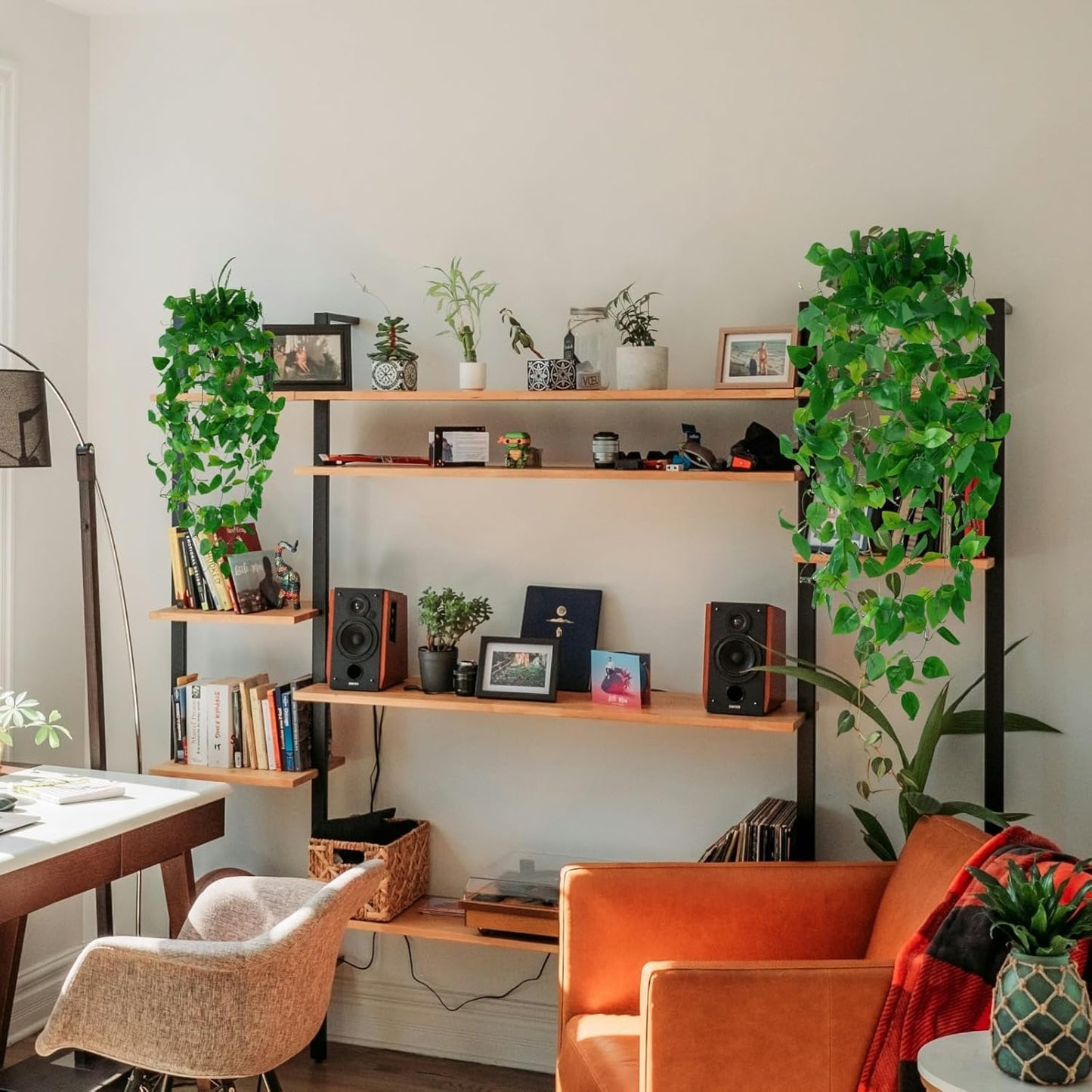 Fake Hanging Plants Vines(4pcs) for Room Decor, Artificial Ivy Greenery Garlands for Home Bedroom Living Aesthetic Kitchen Office Wall Patio Bookshelf,Indoor,Outdoor Farmhouse Decorations(No Basket)