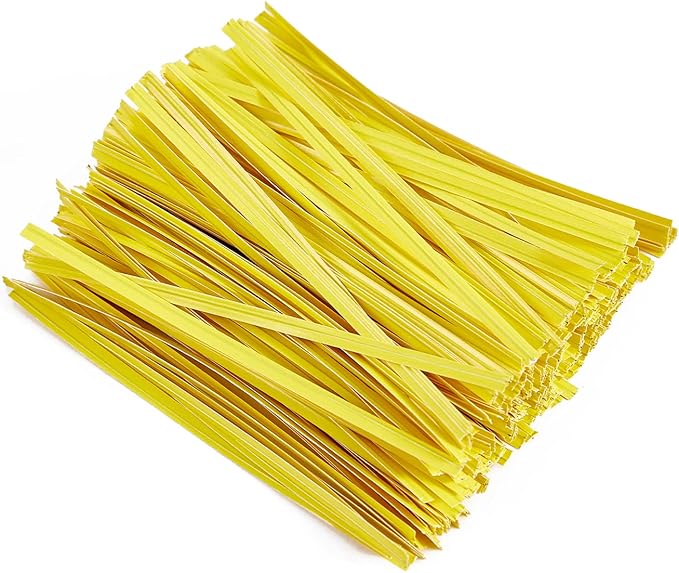 500 Pcs 5" Yellow Paper Twist Ties, for Party Cello Candy Bread Coffee Bags Cake Pops