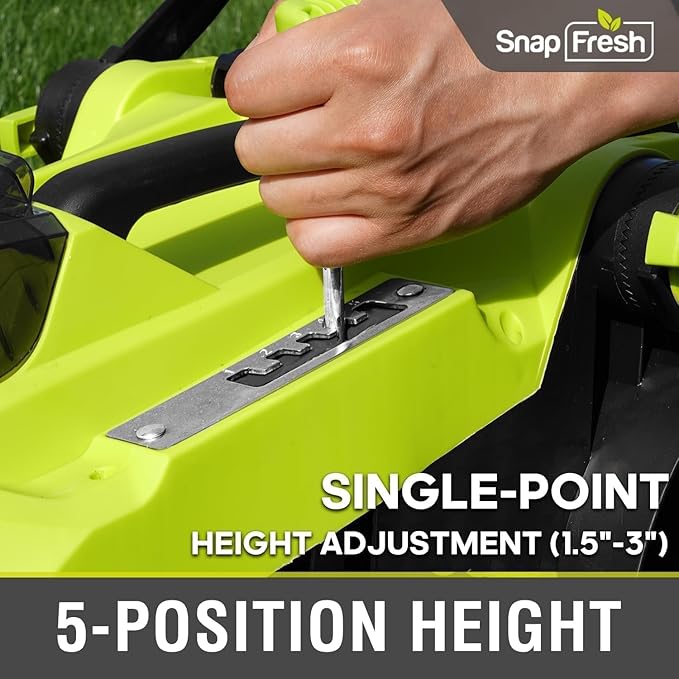 SnapFresh Electric Lawn Mower Cordless - 40V (2 x 20V) 16” Brushless Push Lawn Mowers with 4.0Ah Battery x 2 and Fast Charger Included - Battery Operated Lawn Mower with Bagger