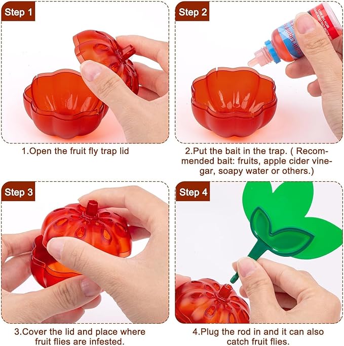 Fruit Fly Traps for Indoors with 8 Sticky Pads, Gnat Trap Killer for Indoor Outdoor, Reusable Gnat Sticky Traps with 1 Fly Bait, Fly Catcher Trap Killer,2 Pack