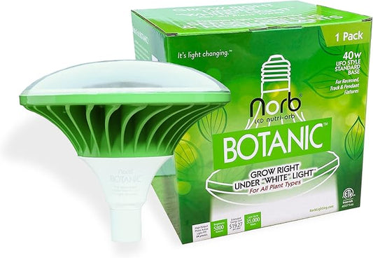 NorbBOTANIC UFO 40W LED Grow Light - Full Spectrum Sun-Spectrum™ for Indoor Plants, Hydroponics, Greenhouse, Herbs, Vegetables, Hemp. Mimics Sunlight, High-Intensity, Energy-Efficient, E26