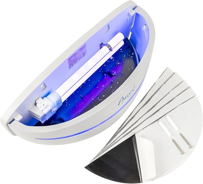 Awoco LED 5W 100V-240V Wall Mount Sconce Sticky Fly Trap Lamp XL 78” Extra Long Power Cord for Capturing Flying Insects, Flies, Mosquitoes, and Moths (Fly Trap XL + 6 Glue Boards)