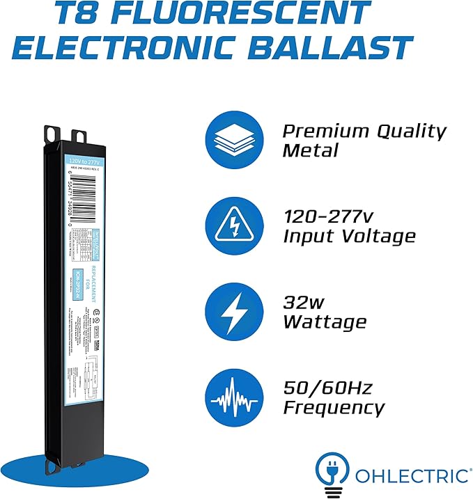 10 Pack - Replacement for ICN-2P32-SC 1 & 2 Lamp T8 Fluorescent Electronic Ballast - 120-277 Volt - Instant Start - UL Approved