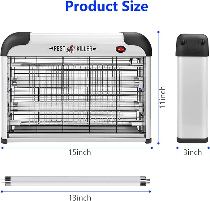 Indoor Bug Zapper Plug-in, Electric Mosquito Zapper Fly Killer, Powerful 20W Flying Insect Mosquito Repellent Lamp, Bug Light Trap Catcher for Gnat Fruit Fly Moth Pest Control w/ 2 Replacement Bulbs
