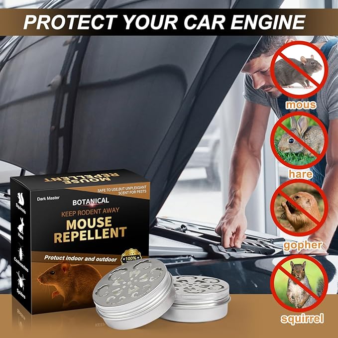 4 Pack Mouse Repellent,Rodent Repellent for Car Engines,Humane Mouse Traps for Car,House,Home,Indoor
