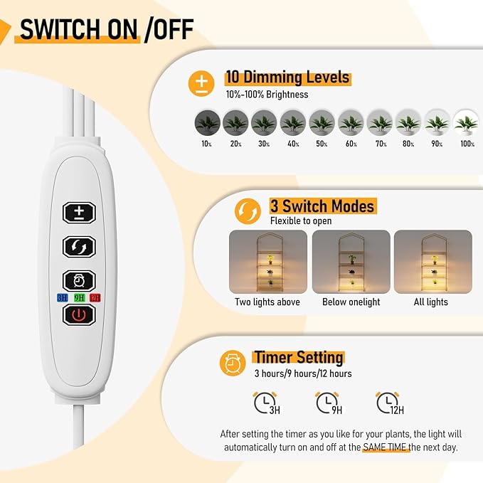 Indoor Greenhouse with Grow Lights - 4 Tiers 27.6"L×19.3"W×61.4"H Outdoor Mini Green House with Zip PVC Cover and Dimmable 45W Full Spectrum Plant Light with Timer for Seed Starting Trays