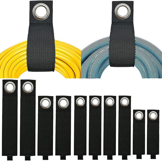 Heavy-Duty Storage Straps (Assorted 10 Pack) - Extension Cord Storage, Organizer, Cord Wrap Keeper, Cable Straps for Tools, Hoses, Rope, RV, Workshop and Garage Wall Storage and Organization