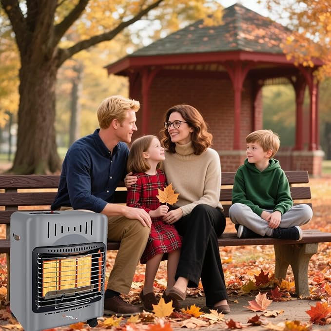 Propane Heater18000 BTU,Outdoor Heater with ODS Tip-over Protection, Propane Radiant Heater with Gas Regulator Hose for Patio,Garage,Camping Up to 450 Sq. Ft