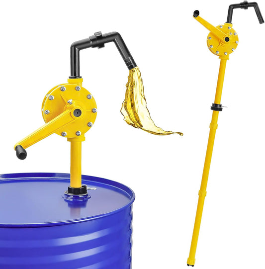 15-55 Gallon Drum Pump, 10 GPM Flow, Corrosion-resistant Chemical Liquid Pump, Hand-operated rotary barrel pump designed for rapid transfer of water, fuel, corrosive liquids and more