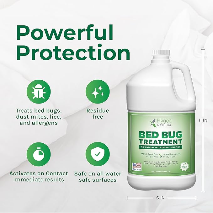 Lice, Mite, and Bed Bug Natural Spray - Child & Pet Friendly - Immediate results - Stain & Odor Free (128 Ounce)