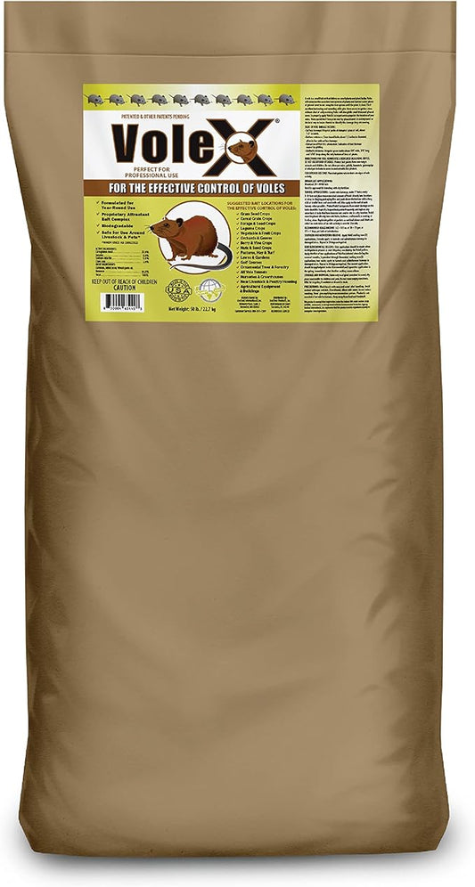 VoleX - Effective Against All Species of Voles. Safe for Use Around People, Pets, Livestock, and Wildlife (50 pounds)