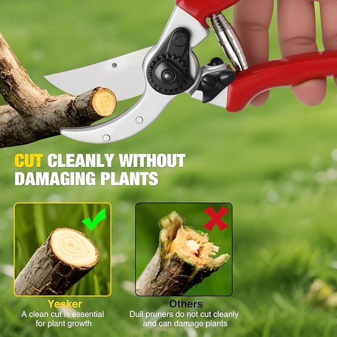 Yesker Pruning Shears Pruners for Gardening 8.5 in Professional Bypass Garden Scissors with Sharp SK5 Steel Blade Heavy Duty Hand Garden Shears Clippers for Branch Flower Plant Trimming Cutting Tools