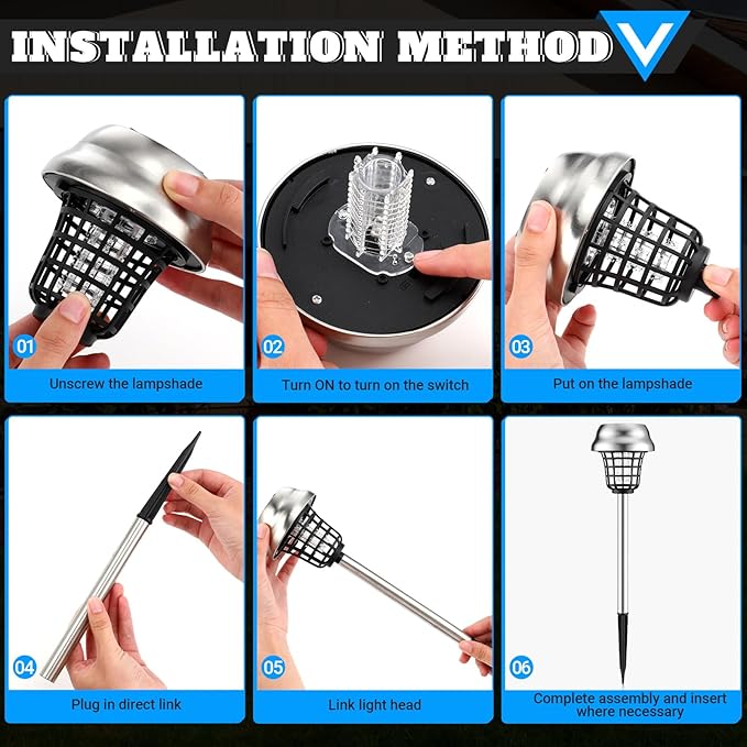 Qualirey 4 Pcs Solar Bug Zapper Outdoor Waterproof Solar Mosquito Zapper Outdoor Solar Powered Mosquito Killer Lamp Mosquito Repellent Lamp for Patio Yard Garden Insect (Purple Light, White Light)