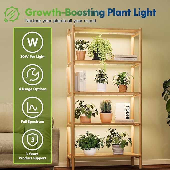 FREELICHT T8 Grow Lights for Indoor Plants, 2FT Full Spectrum, 180W(6 x 30W), 4 Installation Methods, 5000K Linkable LED Grow Light Strips for Plant Shelf Greenhouse Succulent Seeding, 6 Pack