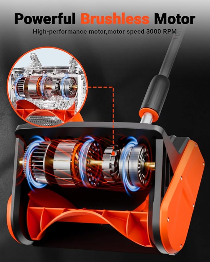 VOLTASK Cordless Snow Shovel Brushless, 24V 13 Inch Cordless Snow Blower, Electric Snow Shovel with Directional Plate & Adjustable Front Handle (4-Ah Battery & Quick Charger Included)