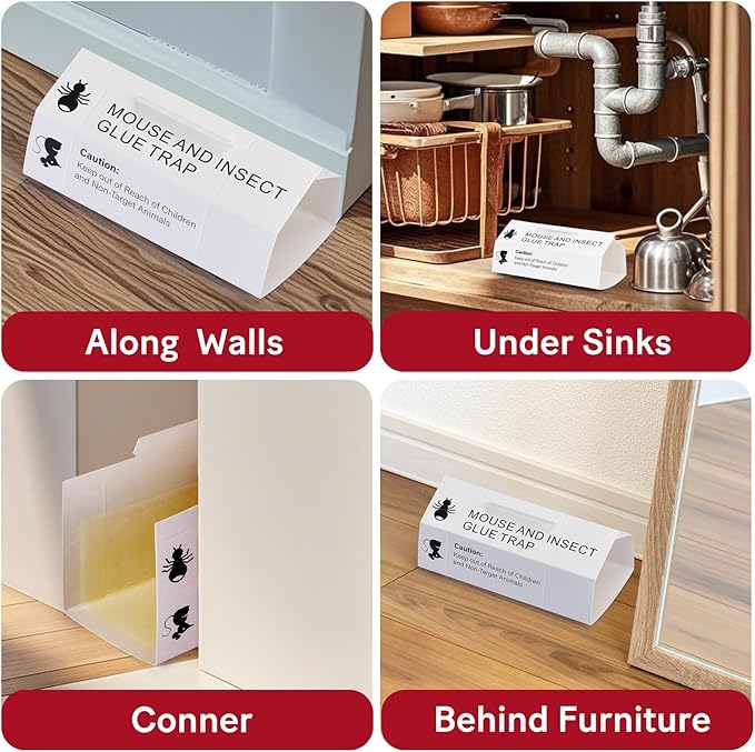 38Pack Mouse & Insect Traps Indoor for Home, Glue Traps for Mice Roach Ant Snake Rats Rodents, Sticky Pest Control Adhesive Tray for Catching Bugs, Sesame Oil Scent Non Toxic Pre-Baited Glue Boards
