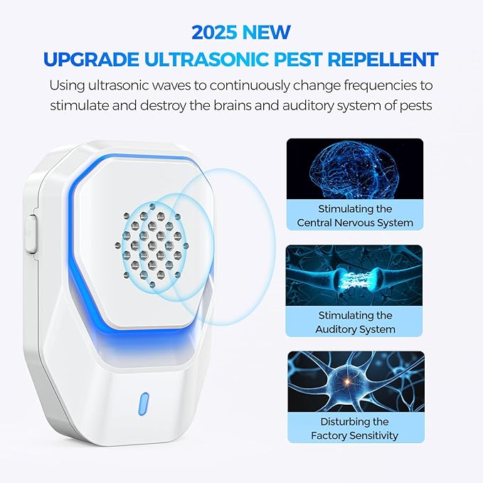 Upgraded 6 Packs Ultrasonic Pest Control Repeller, Electronic Spider Repellent Indoor for Insect Roaches Rodent Ant Bug Mosquito Mouse Repellent Plug in for House Kitchen Garage Warehouse