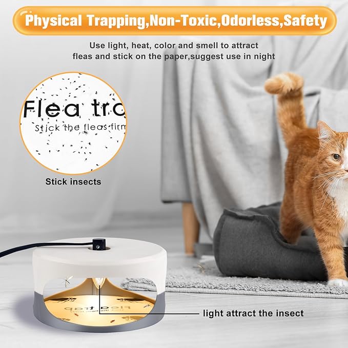 Flea Trap Refill Discs Sticky Trap- Glue Board Refills 12 Packs- 7.1 Inch Natural Glue Discs Refills Board Replacement Pads- Fits Most of Flea Traps